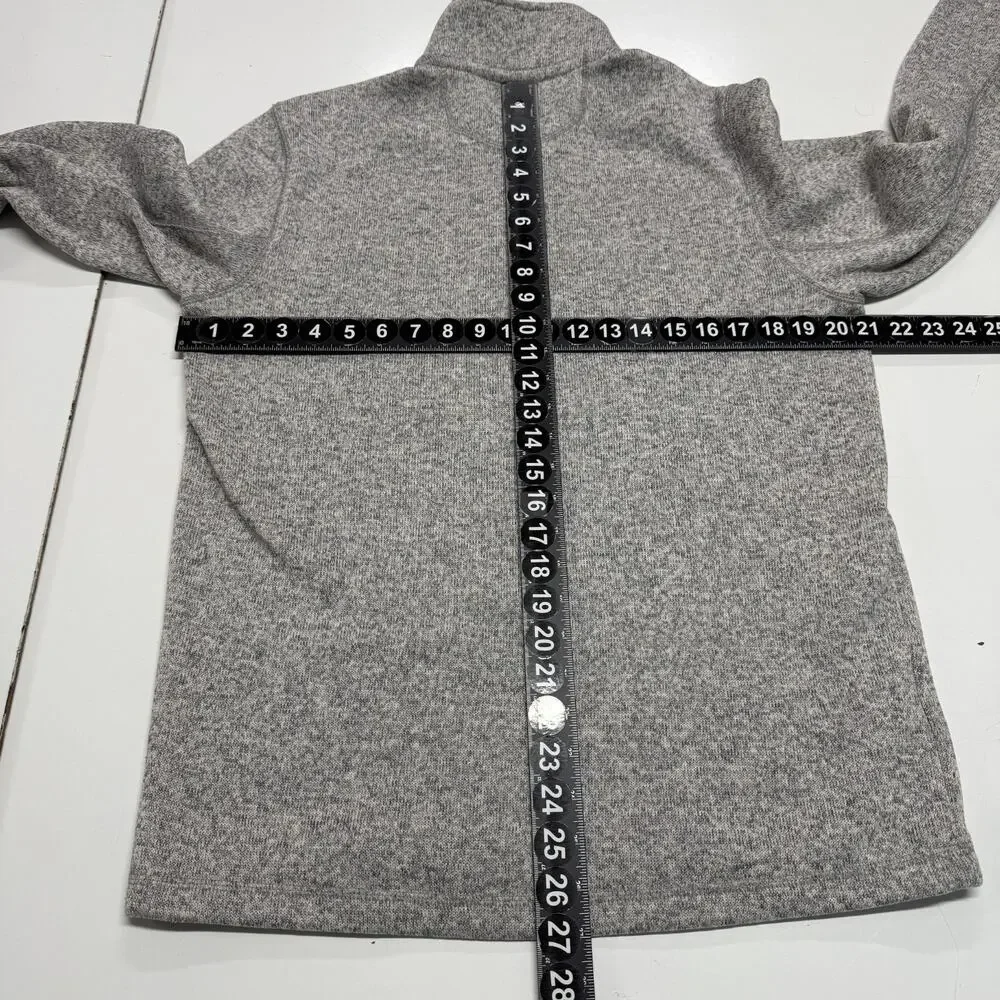 Eddie Bauer Sweater Mens Medium Gray Fleece 1/4‎ Zip Pullover Outdoors Hiking